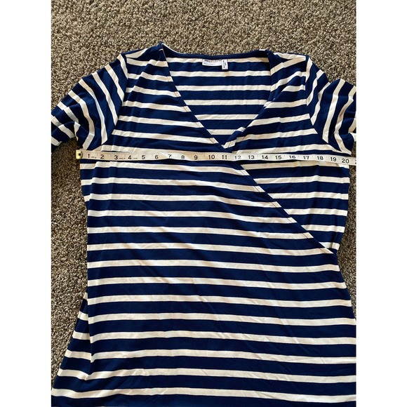 Asos Design Blue and White Striped Maternity Nursing Wrap Top - Size 16 - Picture 8 of 8